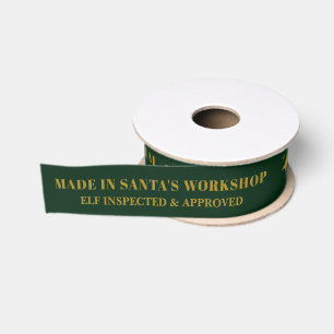 Green Gold Santas Workshop Weihnachtsgeschenk Wrap Ripsband
