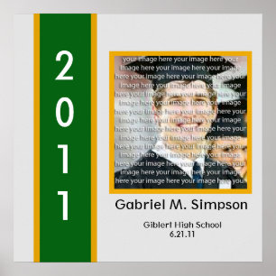 Green & Gold School Abschluss Gerahmt Wall Art Poster