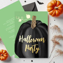 Green Gold Script Pumpkin Halloween-Party Foil Folieneinladung