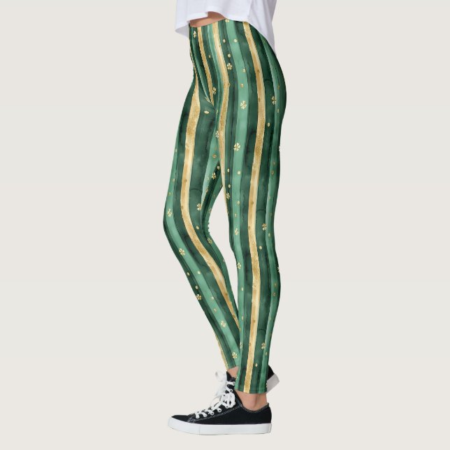 Green Gold Shamrock St. Patrick's Day Leggings (Links)