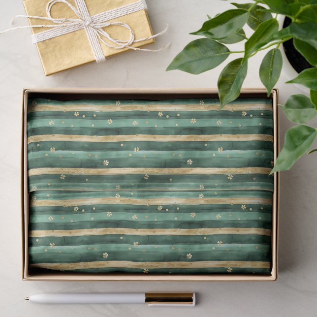 Green Gold Shamrock St. Patrick's Day Seidenpapier (Geschenk)