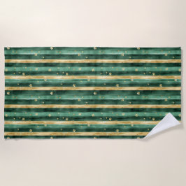 Green Gold Shamrock St. Patrick's Day Stripes Strandtuch