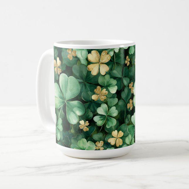 Green Gold Shamrocks St. Patrick's Day   Kaffeetasse (Vorderseite Links)
