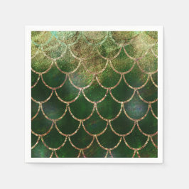 Green & Gold Shimmer Meerjungfische Scala Serviette