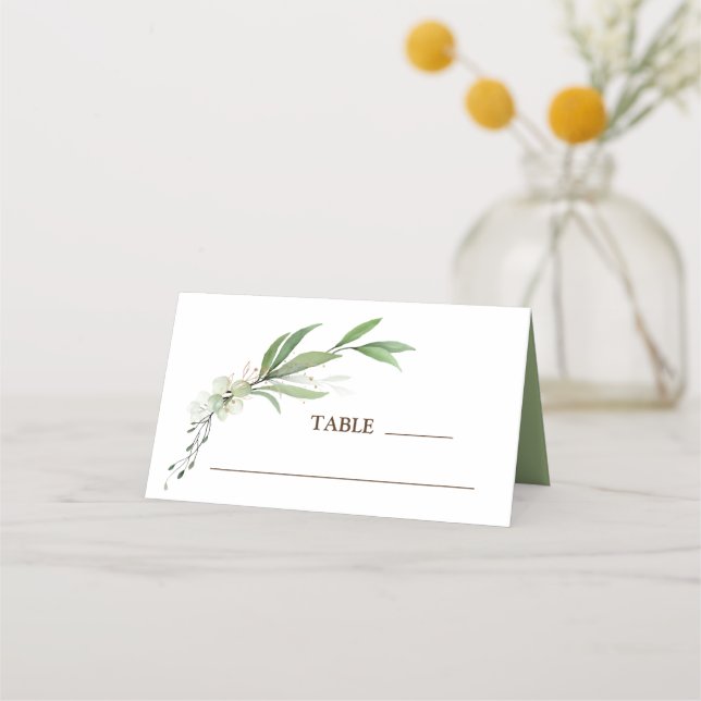 Green Gold Simple Greenerity Wedding Platzkarte (Vorderseite)