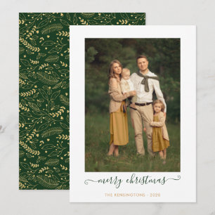 Green Gold Simple Script Frohe Weihnachts Foto Hol Feiertagskarte