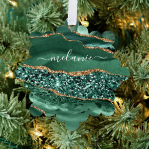 Green Gold Smarald Name Weihnachtsschmuckkarte Ornament Karte