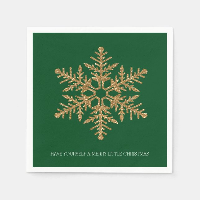 Green Gold Snowflake Serviette (Vorderseite)
