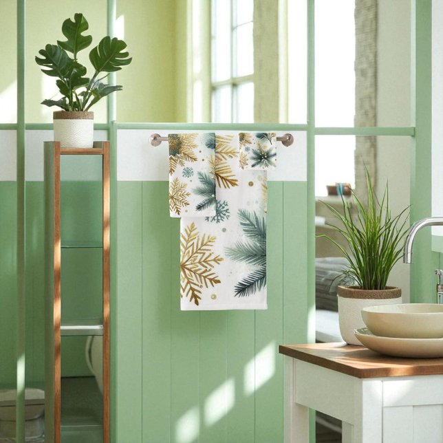 Green Gold Snowflora Urlaub Badhandtuch Set (Von Creator hochgeladen)