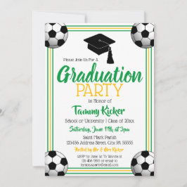 Green & Gold Soccer Graduation Party Einladung