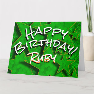 Green Gold Stars Avec Nom Bonne Carte Anniversaire
