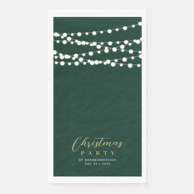 Green Gold String Lights Eleganter Weihnachtsurlau Serviette (Vorderseite)