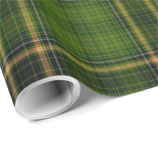 Green Gold Tartan Kariert Geschenkpapier (Rolleneckpunkt)