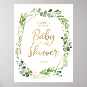 Green Gold Terrarium Baby Dusche Begrüßungszeichen Poster