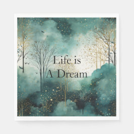 Green Gold Trees Serviette