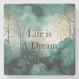 Green Gold Trees Steinuntersetzer