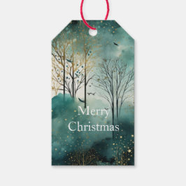 Green Gold Trees Weihnachten Geschenkanhänger