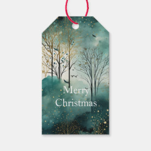 Green Gold Trees Weihnachten Geschenkanhänger