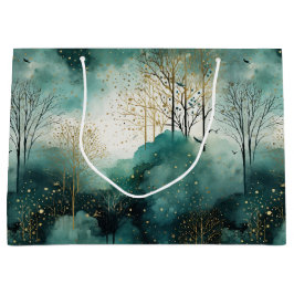 Green Gold Trees Weihnachten Große Geschenktüte