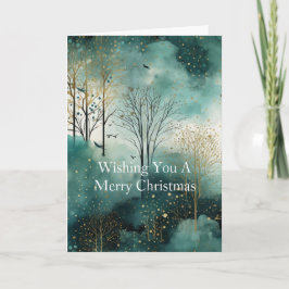 Green Gold Trees Weihnachten Karte