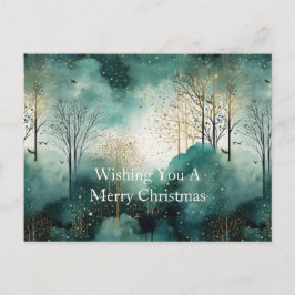 Green Gold Trees Weihnachten Postkarte