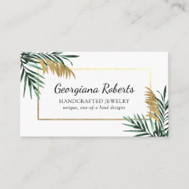 Green Gold Tropical Blätter Juwelier Designer Visitenkarte