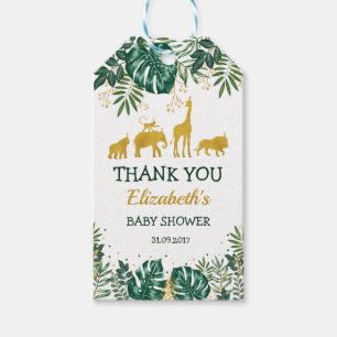 Green Gold Tropical Jungle Animals Baby Dusche Geschenkanhänger