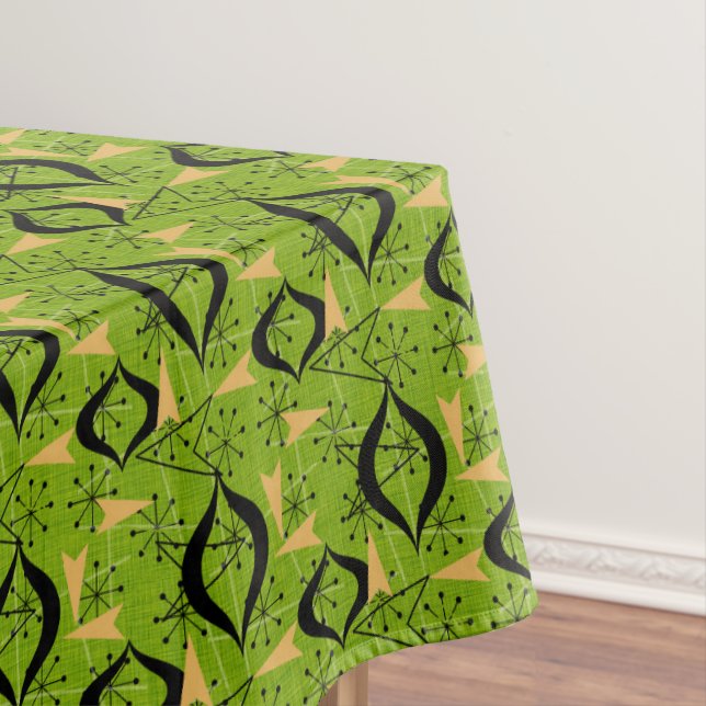 Green, Gold und Black Atomic | Moderne Mitte des J Tischdecke (Beispiel)
