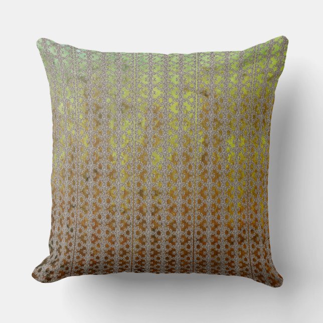 Green, Gold und Brown Ombre Muster Kissen (Vorderseite)