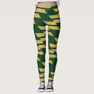 Green Gold und Navy Geometric Gemustert Leggings