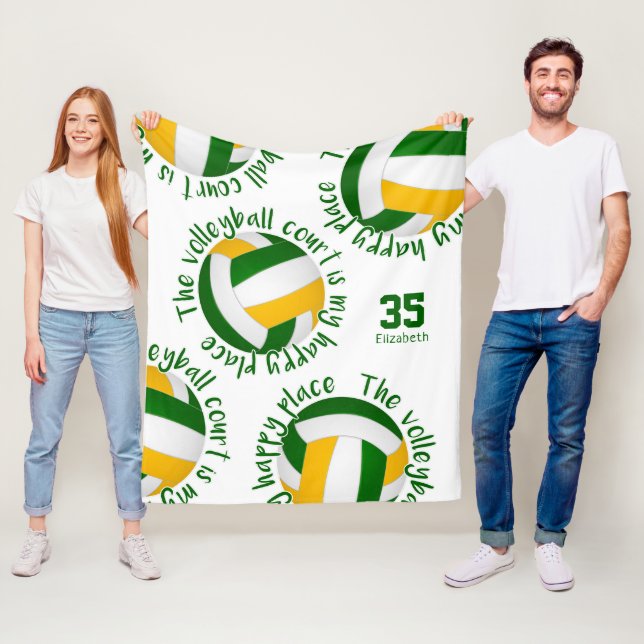 Green Gold Volleyball Happy Place Typografie Fleecedecke (Beispiel)