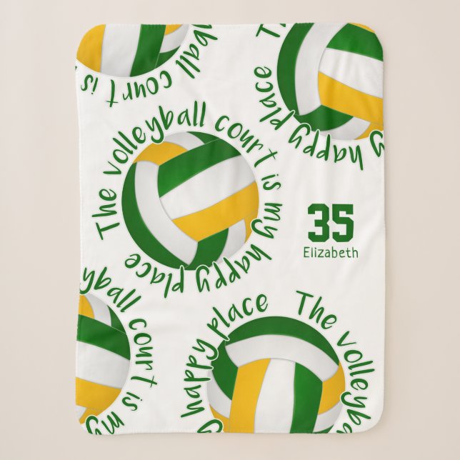 Green Gold Volleyball Happy Place Typografie Sherpadecke (Vorderseite)