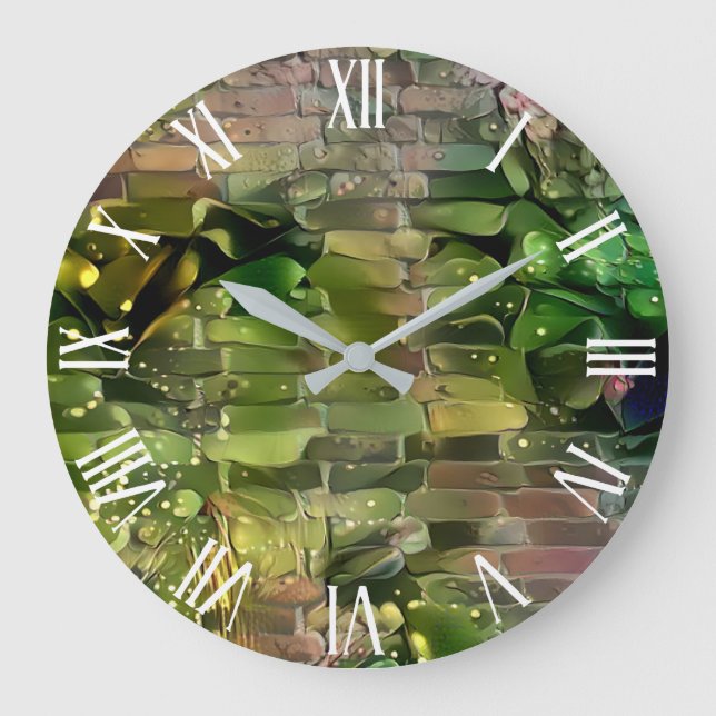 Green Gold Wall Art Dream Große Wanduhr (Vorderseite)