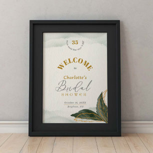 Green Gold Watercolor Brautparty Willkommen Poster