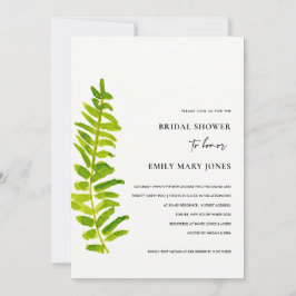 GREEN GOLD WATERCOLOR FERN FOLIAGE BRAUTPARTY EINLADUNG