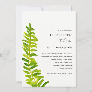 GREEN GOLD WATERCOLOR FERN FOLIAGE BRAUTPARTY EINLADUNG