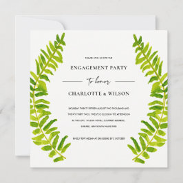 GREEN GOLD WATERCOLOR FERN FOLIAGE VERLOBUNG EINLADUNG