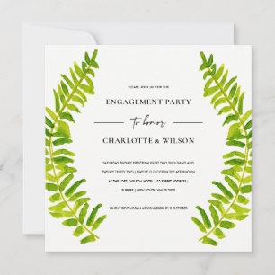 GREEN GOLD WATERCOLOR FERN FOLIAGE VERLOBUNG EINLADUNG