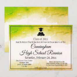 Green Gold Watercolor High School Wiedersehen Einladung