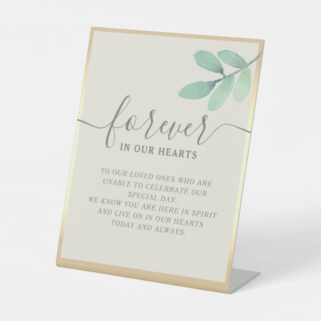 Green Gold Wedding Memorial Sign Sockelschild (Vorderseite)