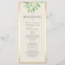 Green Gold Wedding Program Card Programm