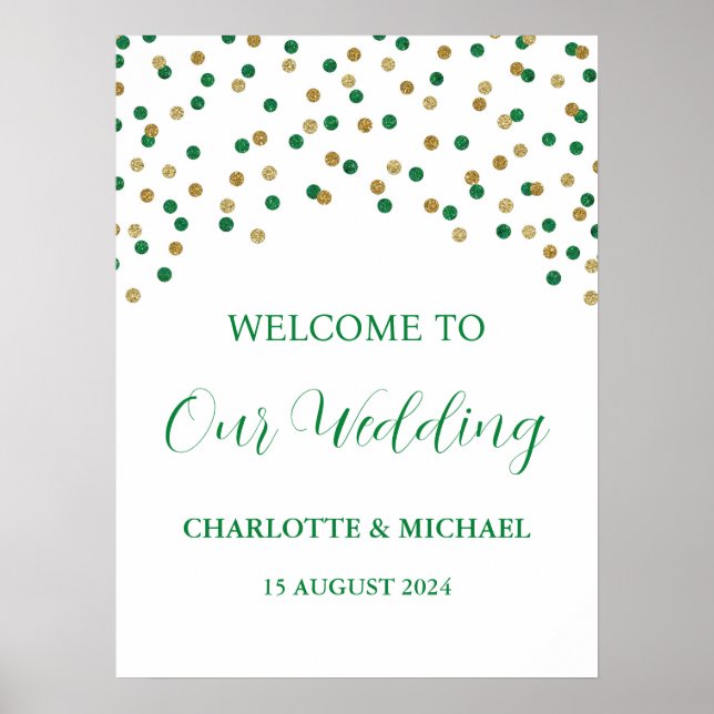 Green Gold Wedding Welcome Custom 18x24 Poster (Vorne)