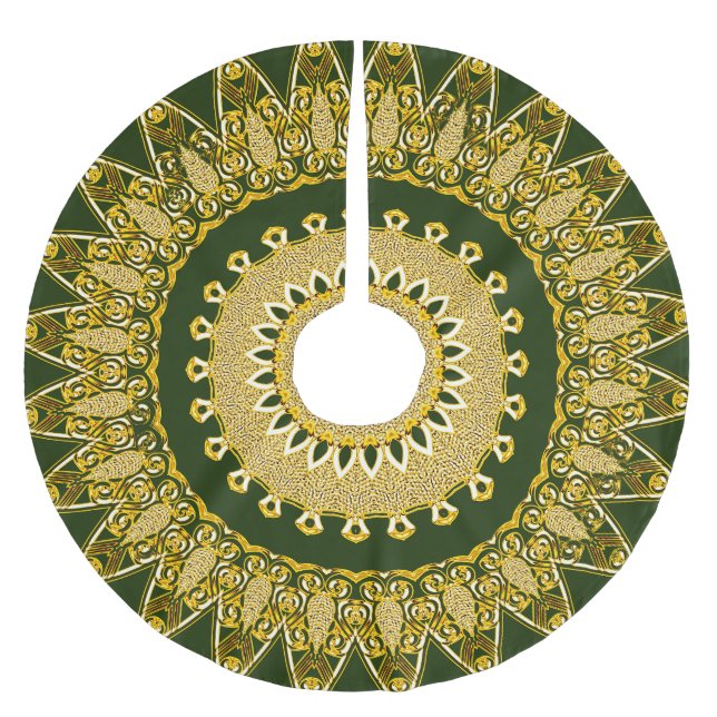 Green Gold Weihnachten Polyester Weihnachtsbaumdecke (Vorderseite)