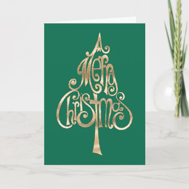 Green Gold Weihnachtsbaum Karte (Vorderseite)