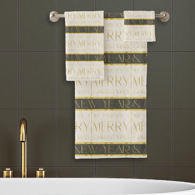 Green Gold Weihnachtsmuster#35 ID1009 Badhandtuch Set (Von Creator hochgeladen)