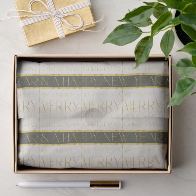 Green Gold Weihnachtsmuster#35 ID1009 Seidenpapier (Geschenk)