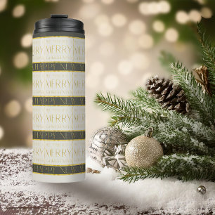 Green Gold Weihnachtsmuster#35 ID1009 Thermosbecher