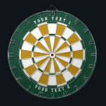 Green & Gold & White | Breitflächiger Schriftart Dartscheibe<br><div class="desc">Dartboard in Grün, Gold und Weiß mit zwei Zeilen personalisierten Textes. Brauchen Sie Hilfe beim Design (z.B. in verschiedenen Farben)? E-Mail help@karenchaudesigns.com</div>