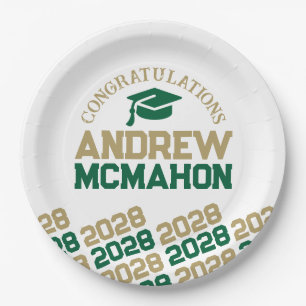 Green Gold White Halbierung Grad Personalisiert Pappteller