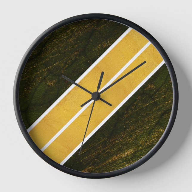 Green Gold White Lines Uhr (Vorderseite)